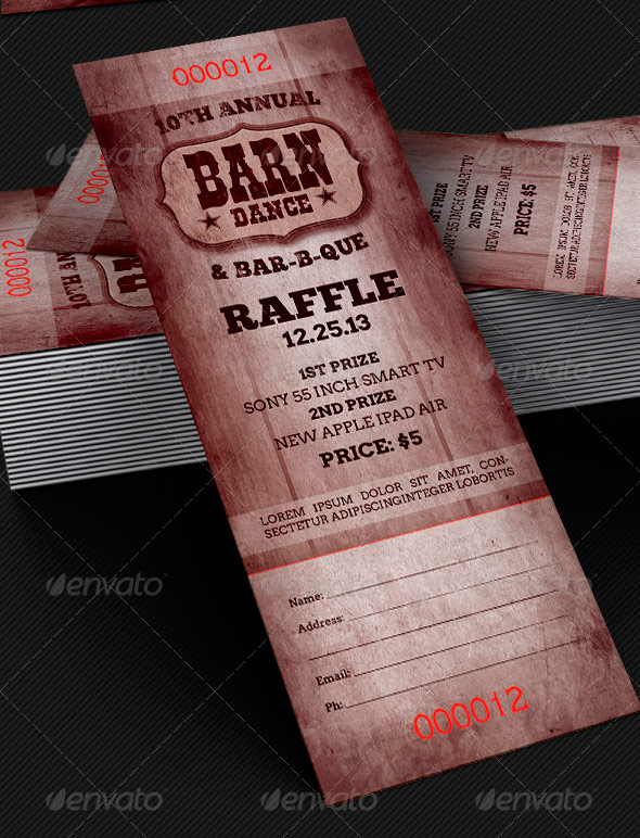 Barn Dance & BBQ Raffle Ticket Template