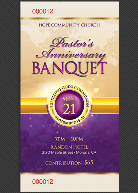 Clergy Anniversary Banquet Ticket Template