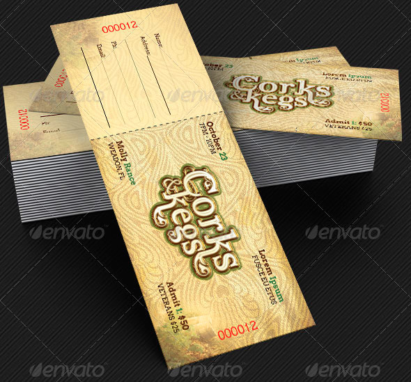 Corks And Kegs Ticket Template