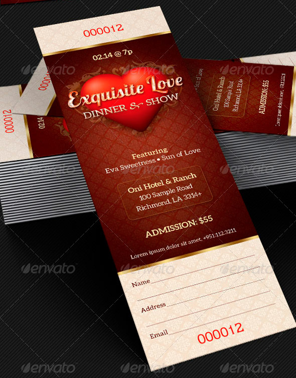 Dinner and Dance Event Ticket Template