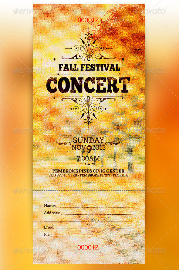 Fall Festival Concert Ticket Template