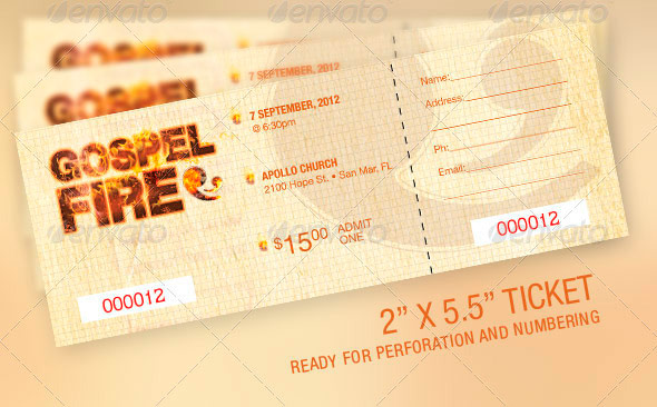 Gospel Fire Church Flyer, Ticket and CD Template