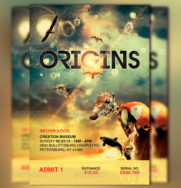 Origins Flyer, Ticket and CD Template