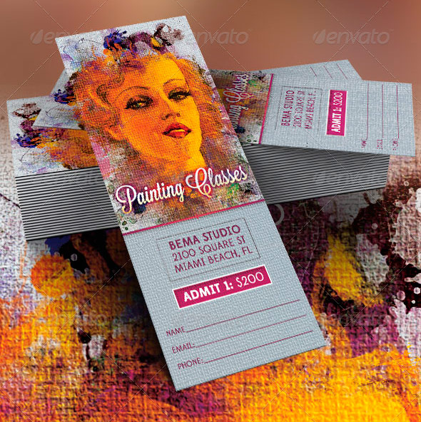 Painting Classes Flyer, DVD and Ticket Template