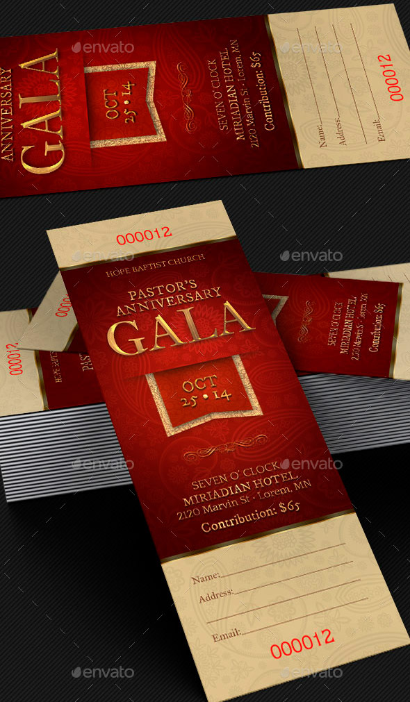 Pastor Anniversary Gala Ticket Template