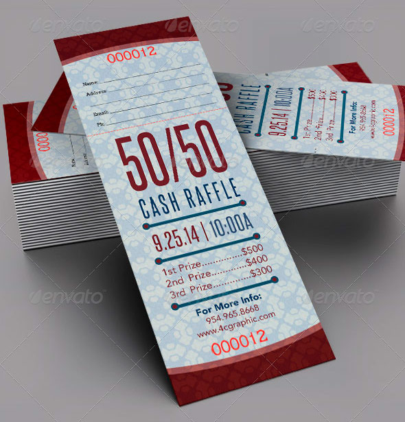 Victorian Style Fifty Fifty Ticket Template