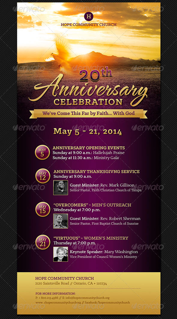 Church Anniversary Events Rack Card Template