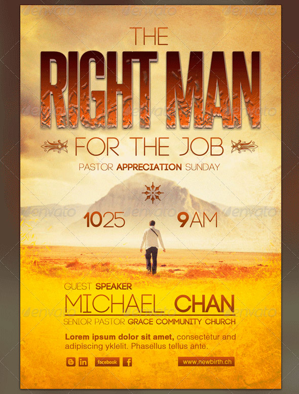 Right Man for the Job Church Flyer Template