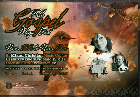 Fall Gospel Mega Fest Flyer Template