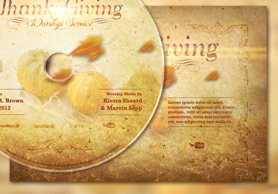 Thanksgiving Service Flyer and CD Label Template