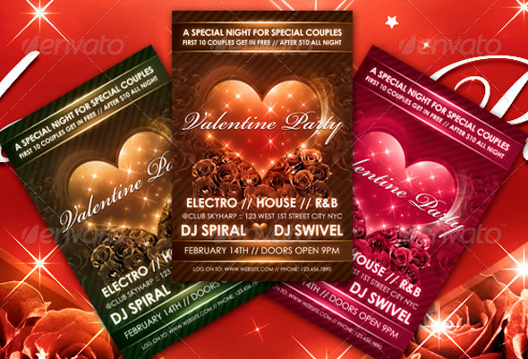 Love Sparks Valentine Party Flyer