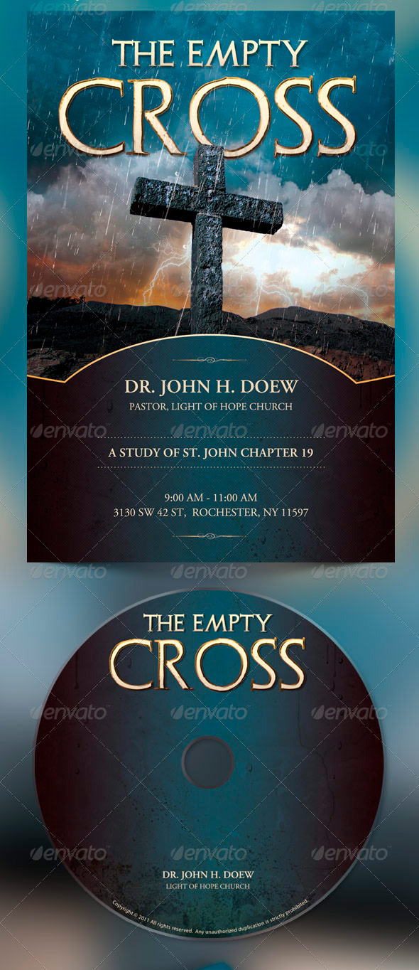 Empty Cross Church Flyer, Slide and CD Template