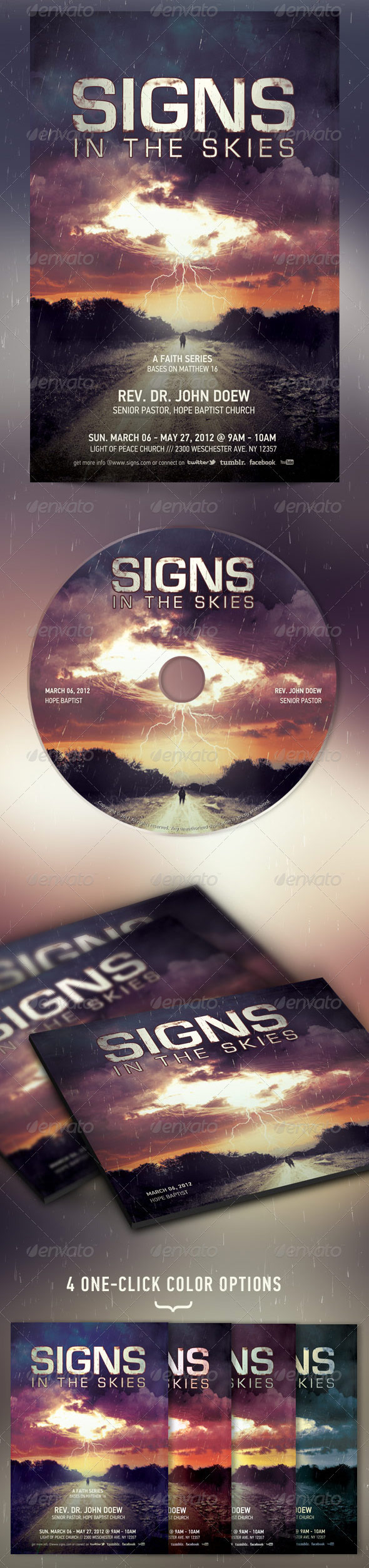 Signs In The Skies Church Flyer, and CD Template