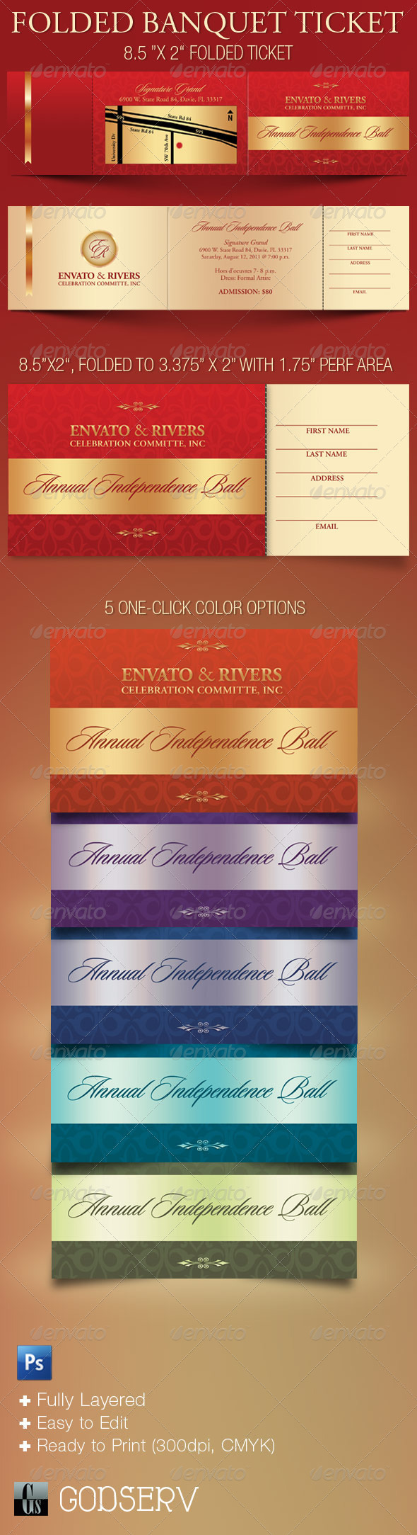 Folded Banquet Ticket Template