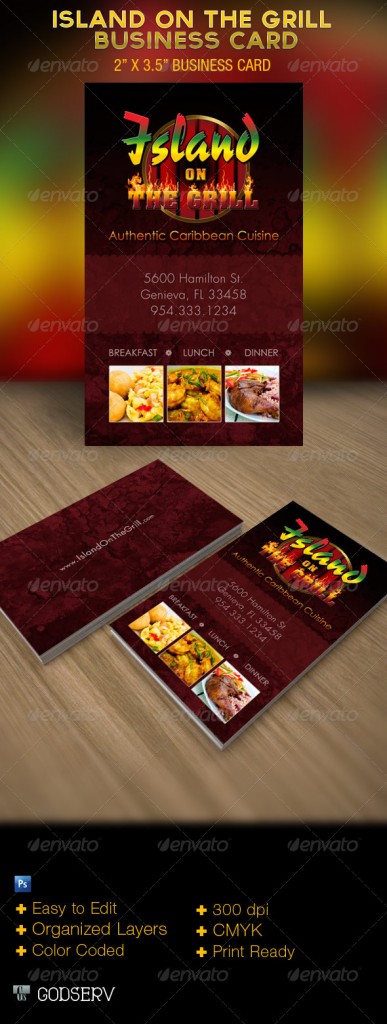 Island On The Grill Restaurant Business Card