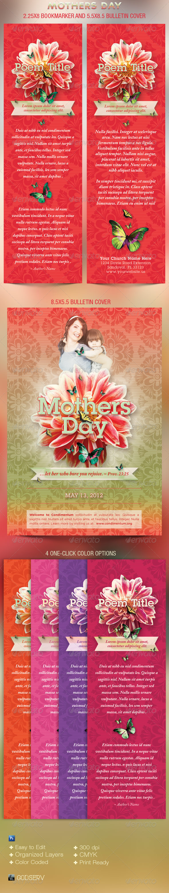 Mothers Day Bookmarker and Bulletin Cover