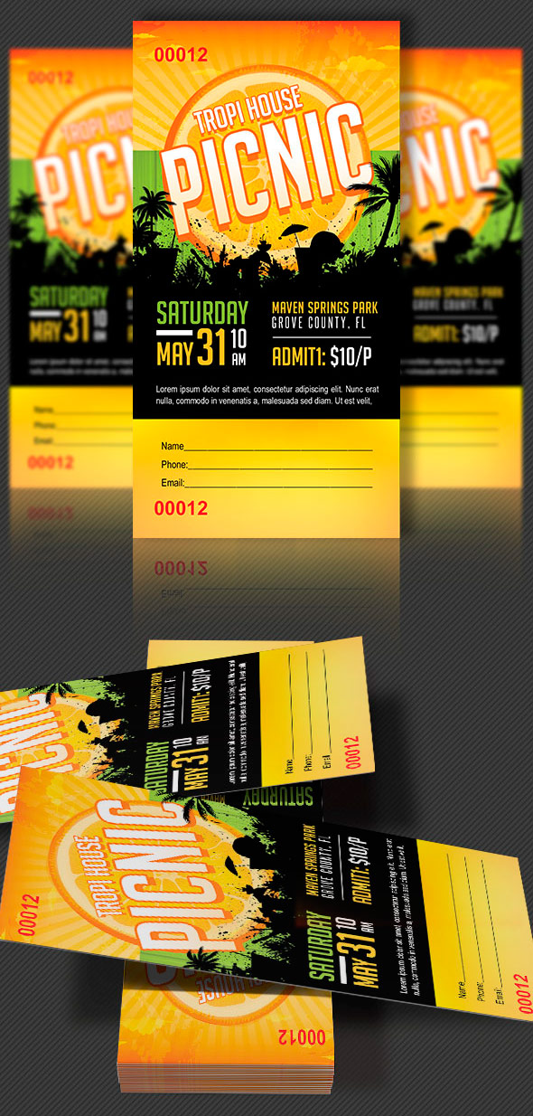 Tropical Picnic Ticket Template