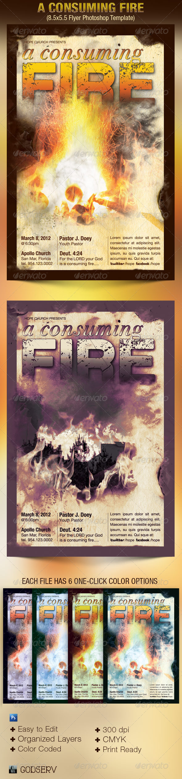 A Consuming Fire Church Flyer Template