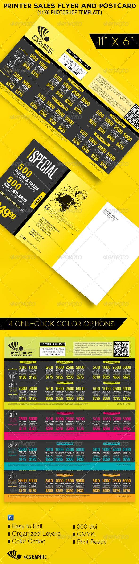 Printer Sales Flyer and Postcard Template