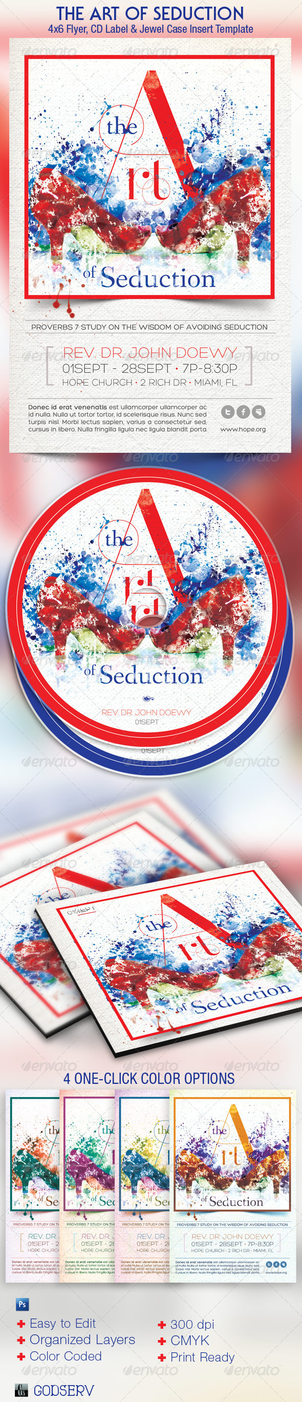 The Art of Seduction Church Flyer and CD Template