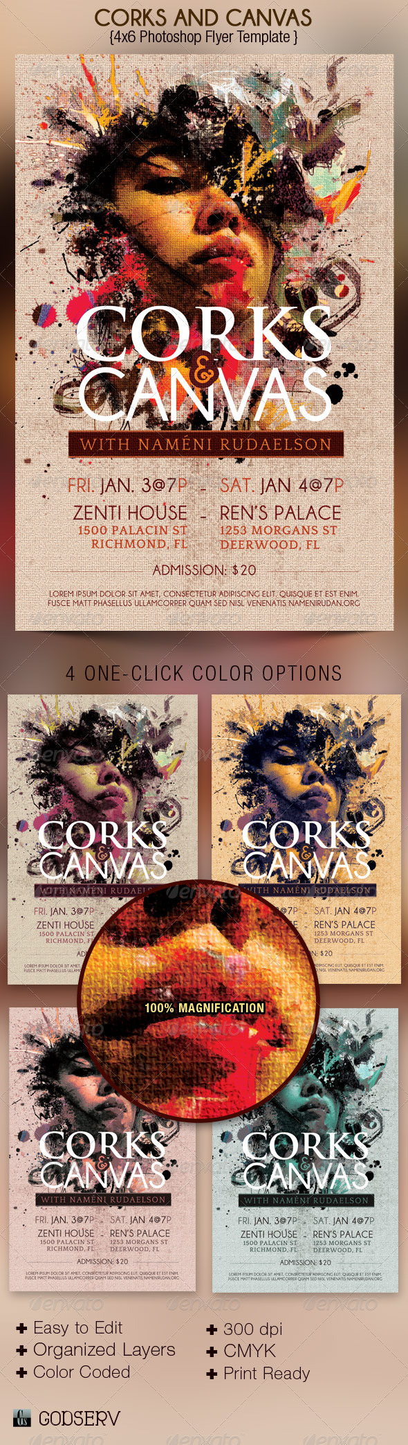 Corks and Canvas Art Event Flyer Template