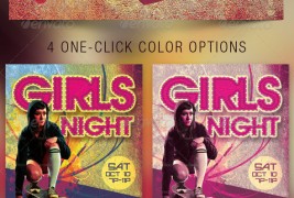 Girls Night Retro Skating Flyer Template