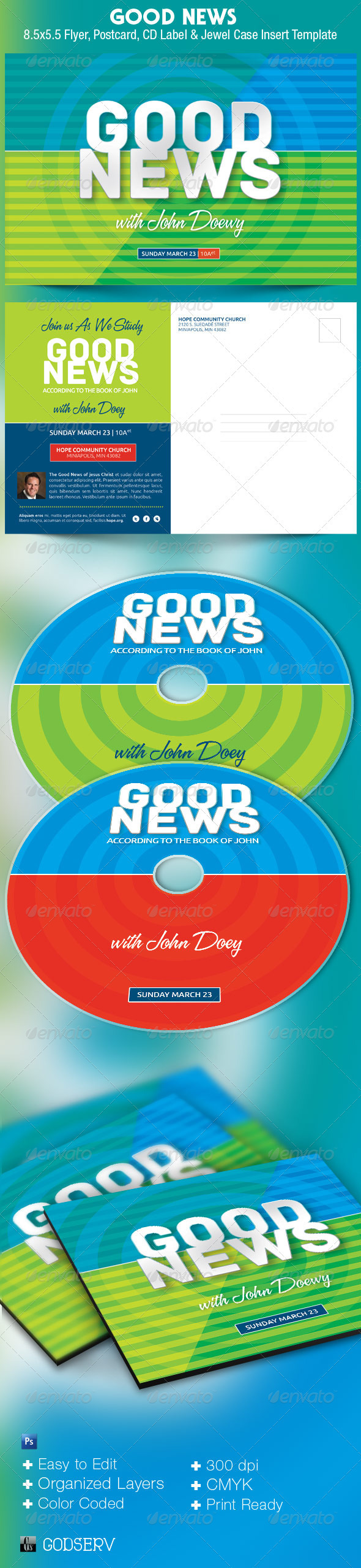 Good News Church Postcard and CD Template