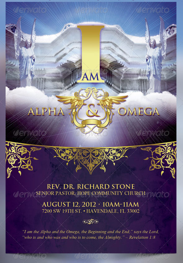 I Am Alpha and Omega Church Flyer Template