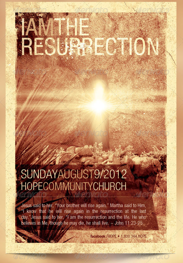 I Am The Resurrection Church Flyer Template