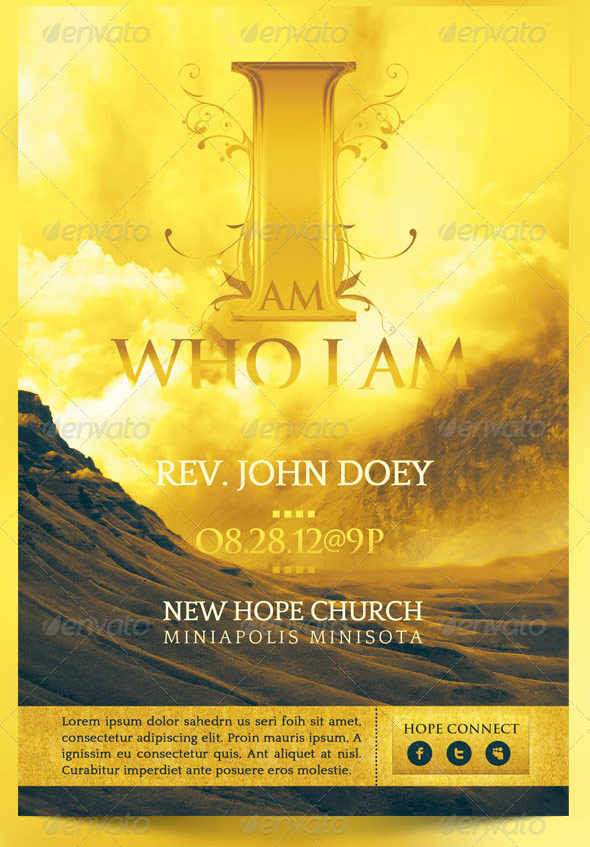 I Am Who I Am Church Flyer Photoshop Template