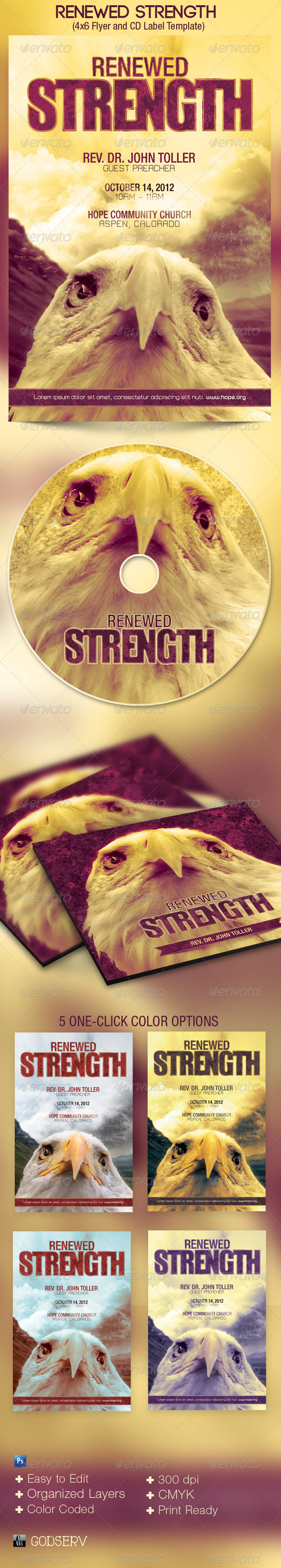 Renewed Strength Church Flyer and CD Template