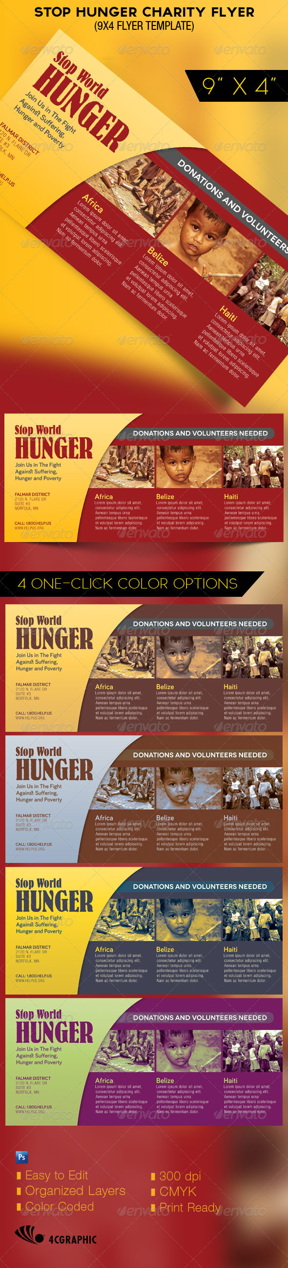 Stop Hunger Charity Organization Flyer Template