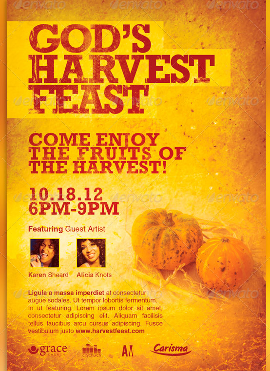 God's Harvest Feast Church Flyer Template