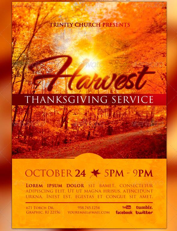 Harvest Thanksgiving Service Flyer Template