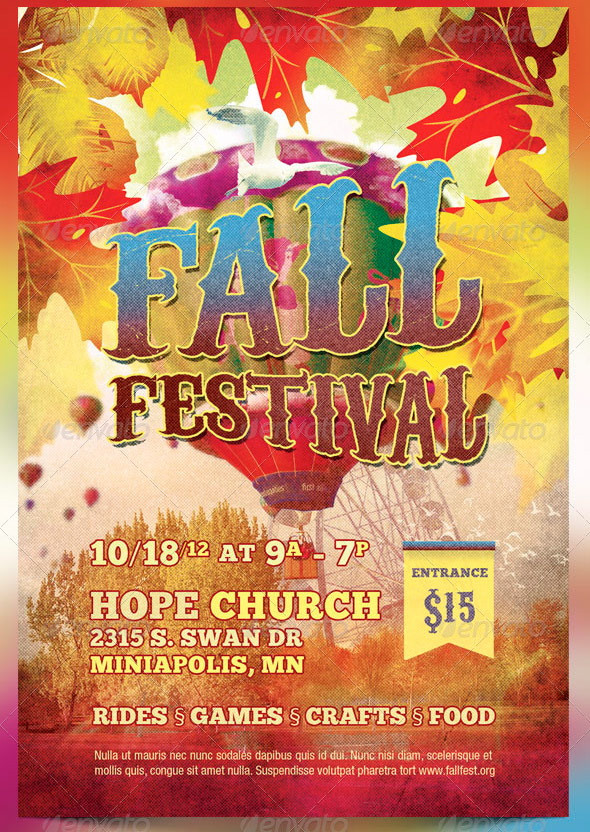 Fall Festival Church Flyer, CD and Ticket Template