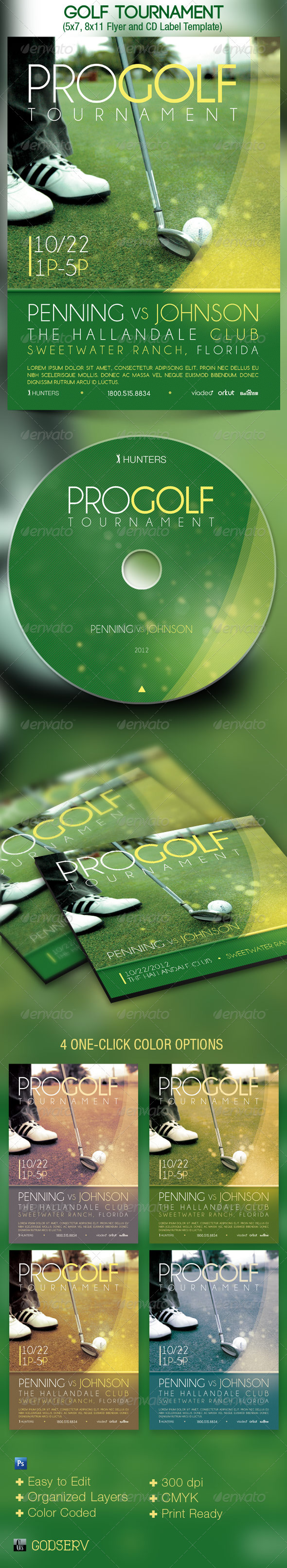 Golf Tournament Event Flyer and CD Template