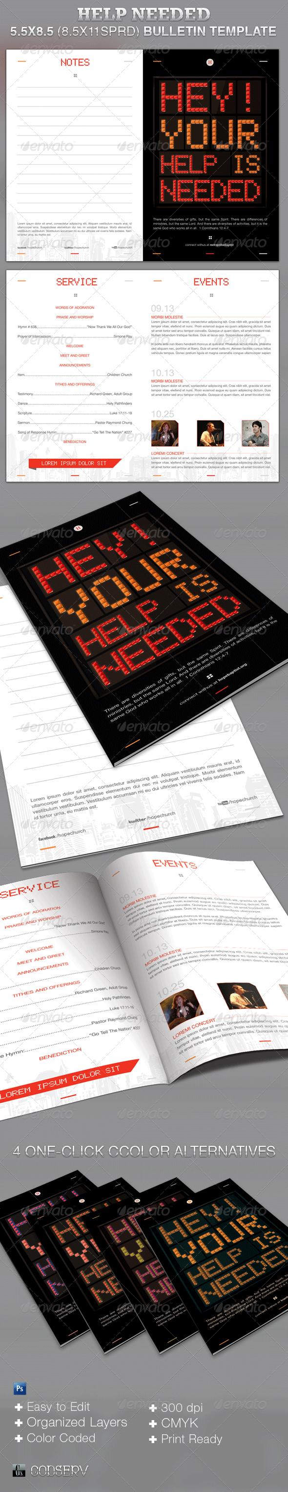 Help Needed Church Bulletin Template