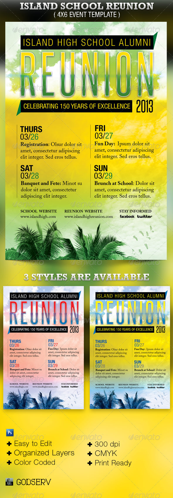 Island School Reunion Flyer Template