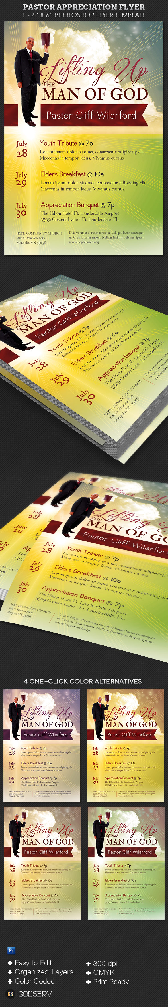 Pastor Appreciation Church Flyer Template