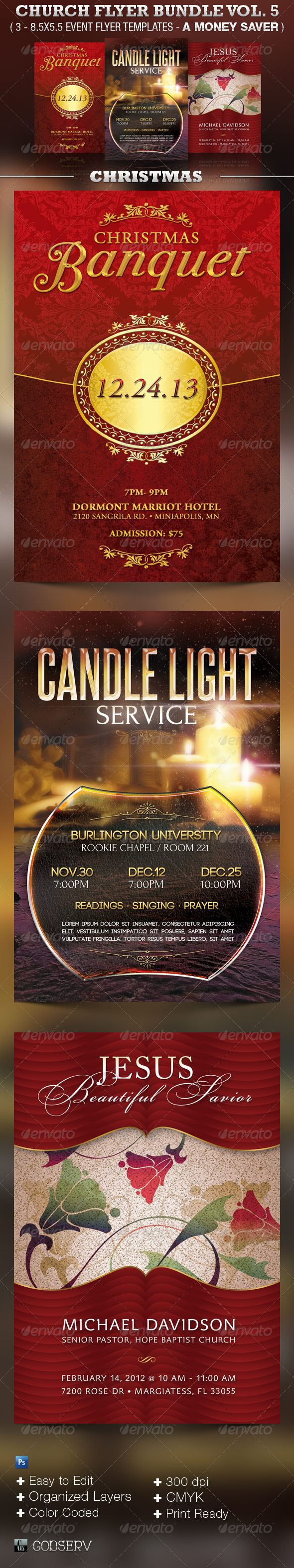 Church Flyer Template Bundle Vol 5 - Christmas