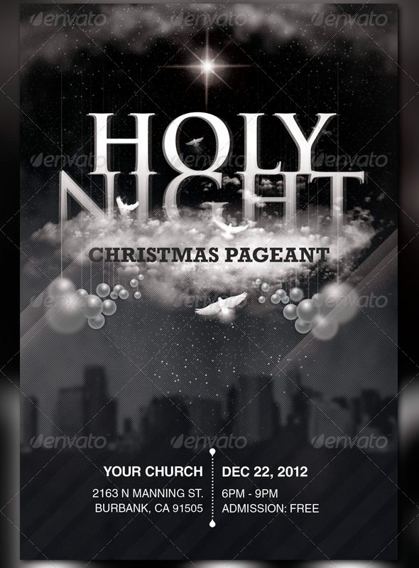 Holy Night Chirstmas Flyer and CD Label Template