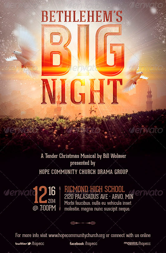 Bethlehem Christmas Play Church Flyer Template