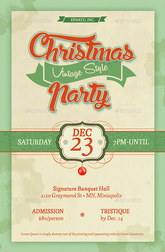 Vintage Christmas Party Flyer Template