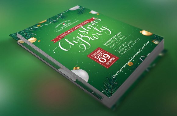 Green Christmas Party Flyer Template