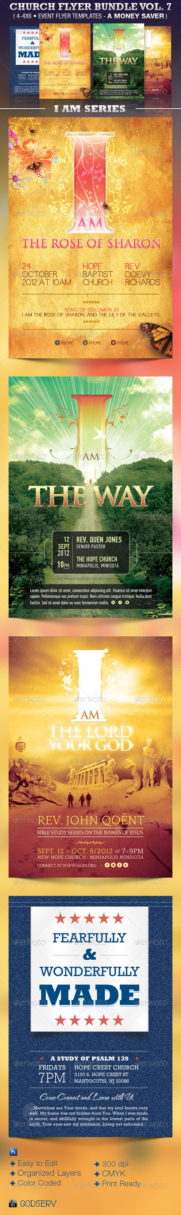 Church Flyer Template Bundle Vol 7 – I Am Series