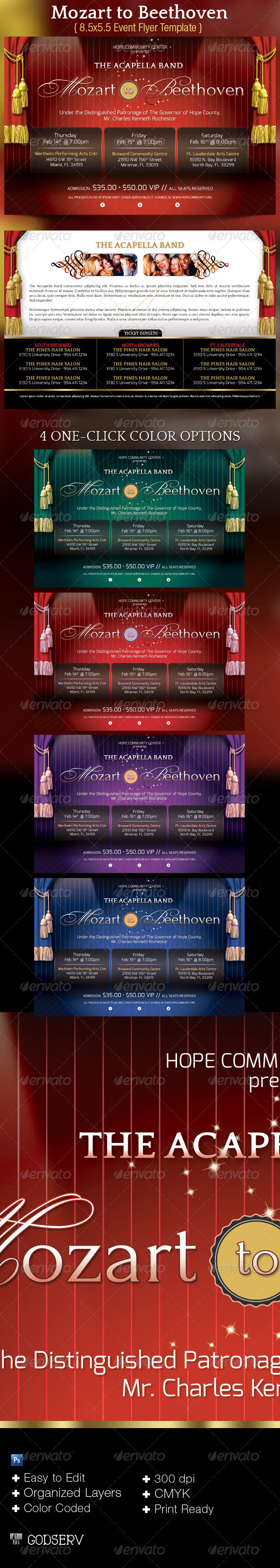 Mozart to Beethoven Concert Flyer Template