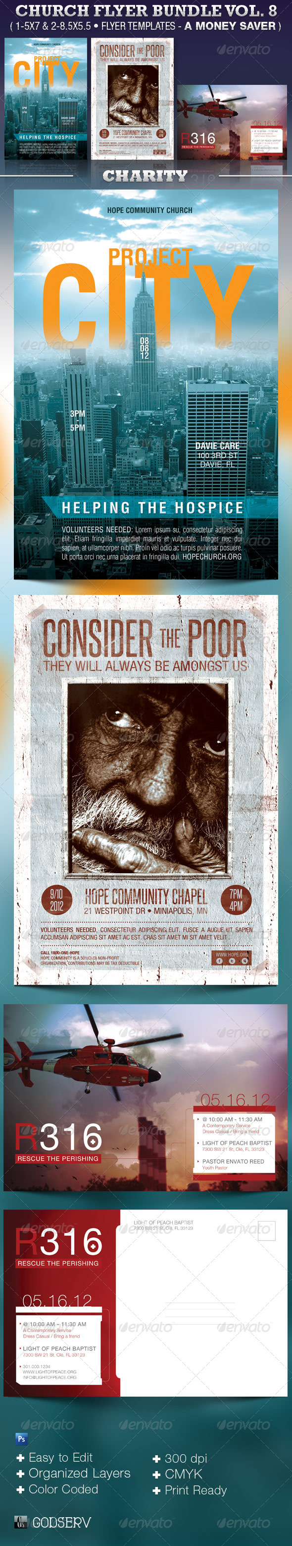 Church Flyer Template Bundle Vol 8 – Charity