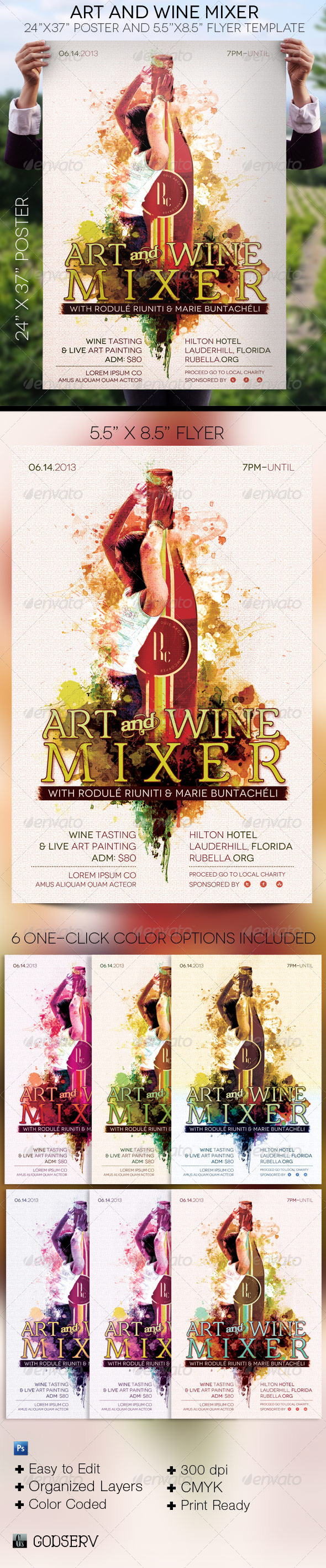 Art and Wine Mixer Poster and Flyer Template