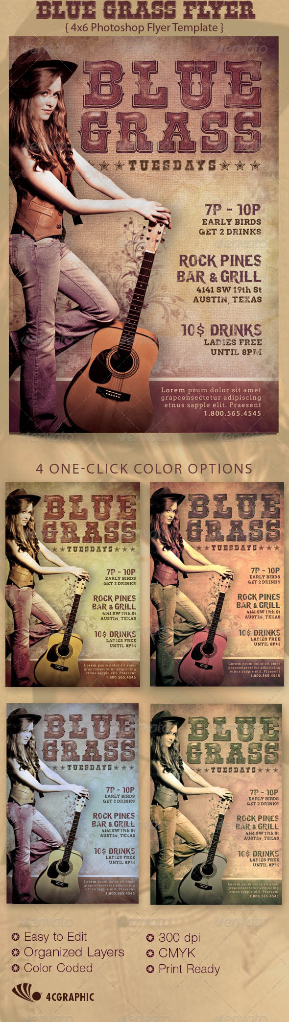 Blue Grass Country Flyer Template