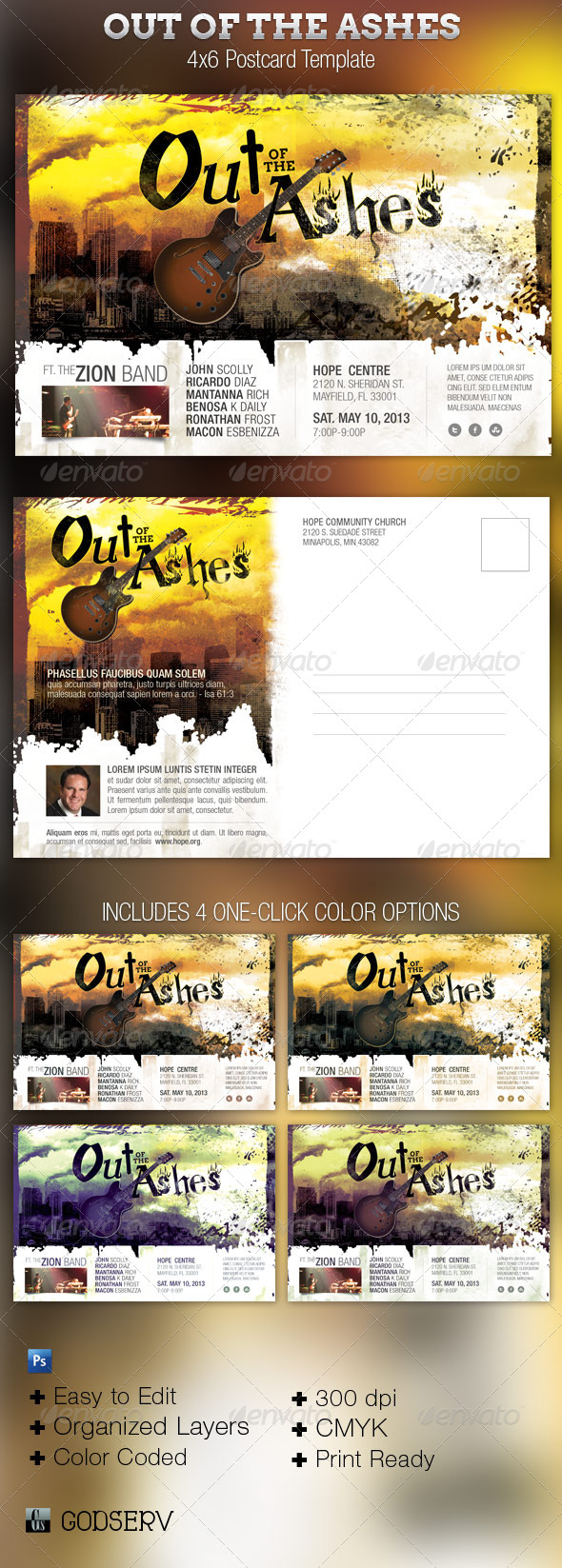 Out of The Ashes Flyer and Postcard Template